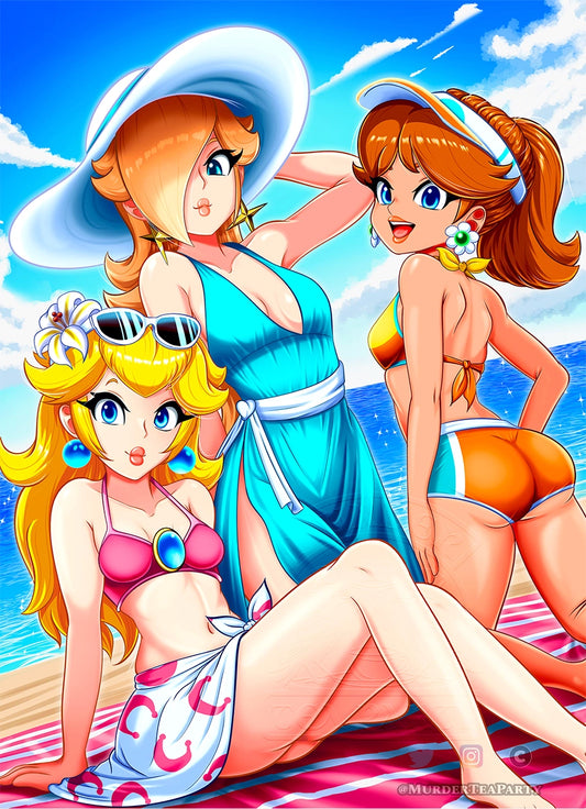 Super Mario Girls Beach Print