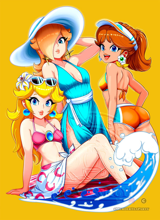 Super Mario Girls Beach Sticker