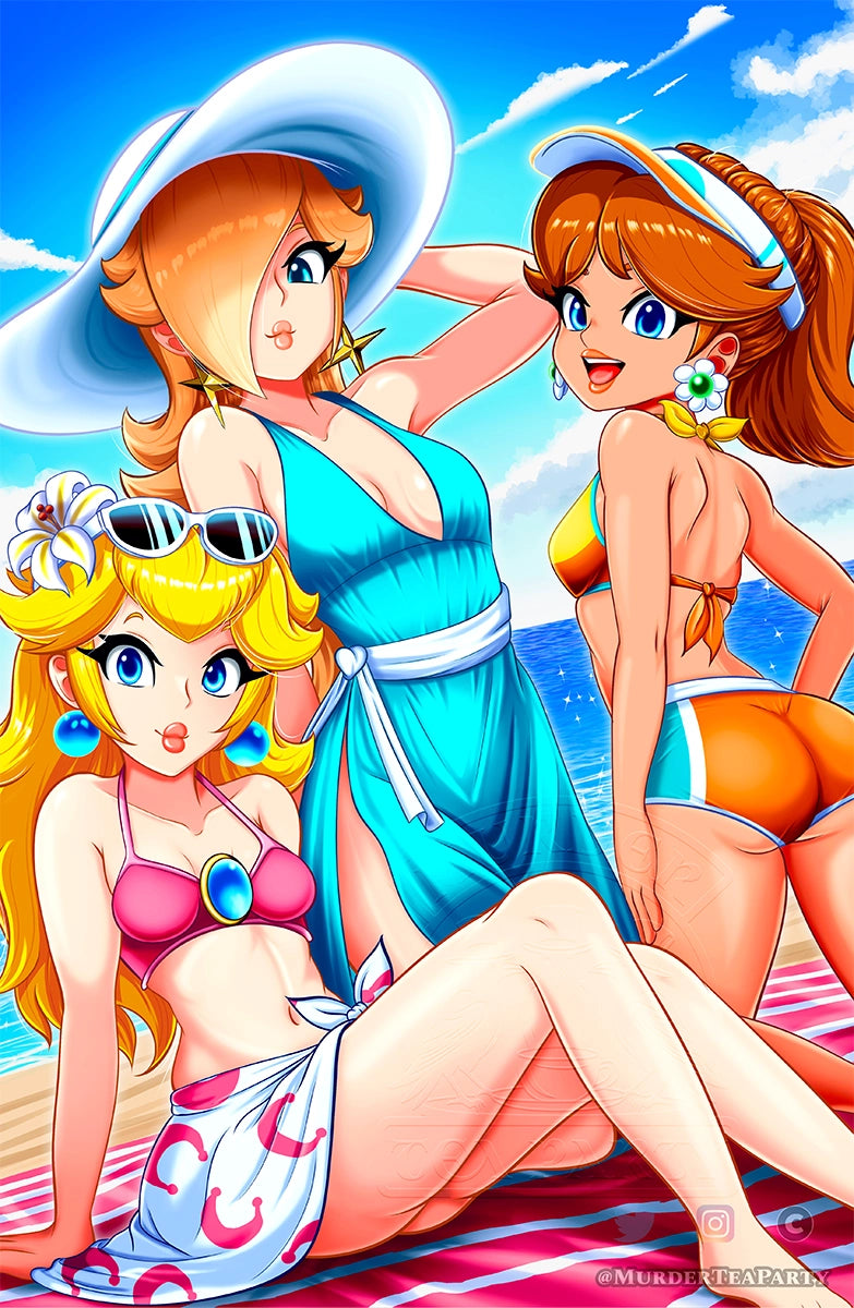 Super Mario Girls Beach Print